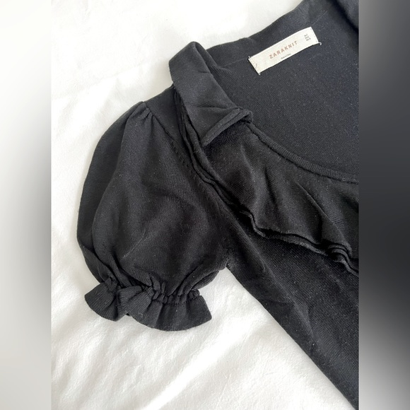 Zara Woman Knit Dress w/ Ruffled V Collar - Picture 3 of 4